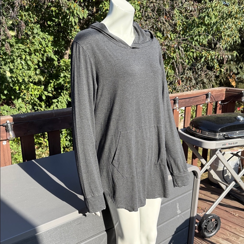 Jax & Lennon Lg long dark grey ladies hoodie, super soft rayon- bamboo
